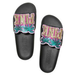 New Victoria’s Secret PINK slides pink flip flops pink sandals pink bling palms